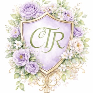Purple Floral CTR Shield, Baptism Gift (Digital Download)