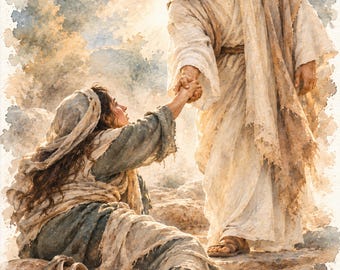 Jesus-Kunst, Erlöser-Drucke, digitale Downloads, Geh mit mir, Tempel, christliche Kunst, Mormonen, Frauenhilfsvereinigung, Aquarell, Malvorlage