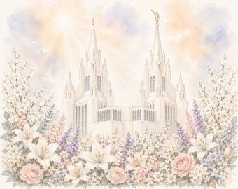 LDS Art, San Diego Temple Digital Download, Bonus Coloring or water color page, Christian Wall art Birthday, Gift,