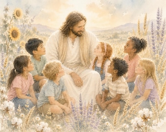 LDS, Jesus-Kunst, Erlöser-Drucke, digitaler Download, Freut euch in Christus, christliche Kunst, Bonus-Malvorlagen, Aquarell-Kreidekunstseiten