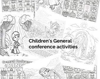 Pacchetto di attività per bambini della Conferenza Generale, Bingo, Pagine da colorare, LDS (Download digitale)