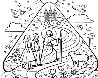 Pagine da colorare a tema LDS Youth, "Cammina con me", campo estivo per ragazze e giovani donne (download digitale)
