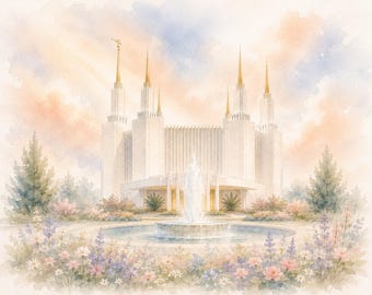 Kunst der Kirche Jesu Christi der Heiligen der Letzten Tage, Washington-DC-Tempel, Aquarell, Aquarell-Download, Malvorlage, Aktivitäten der Frauenhilfsvereinigung, christliche Kunst, Jugend