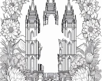 Christ Coloring Pages: LDS, Young Women's activity,  Christian, (Digital Download) Hear him, Walk with him,  Youth Theme, Temples