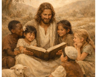 Jesus liest Kinder Kunstdruck, LDS Retter, christliche Wandkunst