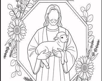 Pagine da colorare di Cristo: attività per i giovani LDS, battesimo (download digitale)