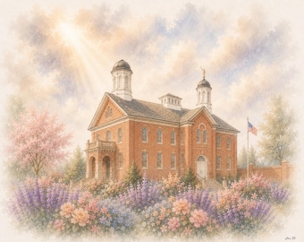 LDS Art, Vernal Utah Temple Digital Download, Bonus Coloring or water color page, Christian Wall art Birthday, Gift,