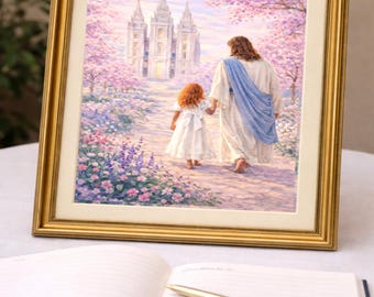 Battesimo di una bambina, Gesù, cammina con me, Decorazione murale LDS (Download digitale)