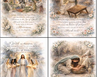 Cartoline devozionali LDS per la Settimana Santa, Domenica delle Palme, Pasqua, Camminare con Gesù (Download digitale)