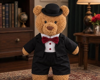 Large Bartholomew Bear & 16" Plush Clothes Outfit - Black Formal Suit Outfit