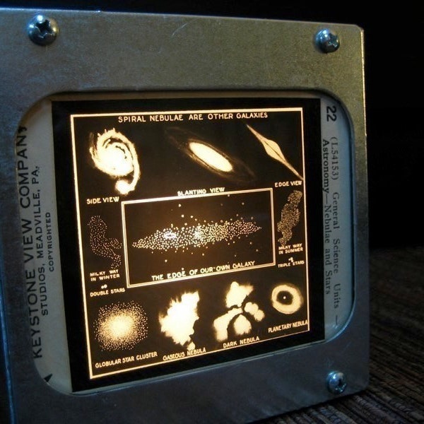 ASTRONOMY NEBULAE & STARS - Vintage magic lantern glass slide light box