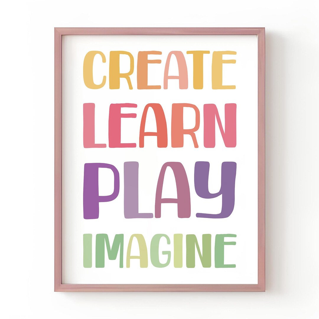Play Create Learn Imagine , Wall Decor, Classroom Poster, Kids Room ...