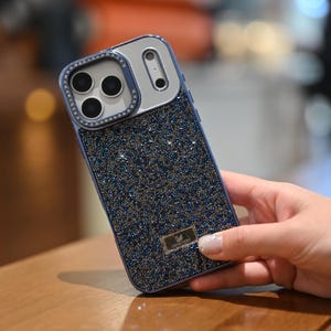 Blue Phone Case with Kickstand, Glitter Shockproof iPhone Case, Stand Holder Cover, Protective Case for iPhone 14,15,16,17,17pro,17promax image 11