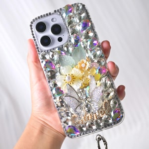 Bling Aurora Borealis Butterfly Crystal Phone Case: iPhone 16/17 Pro Max, Galaxy