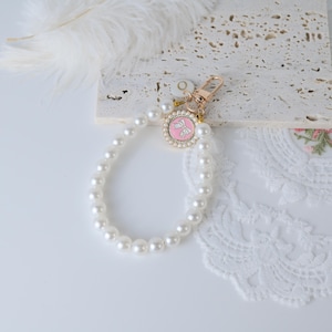 Personalized Phone Charm, Pearl Phone Strap, Gift for Her