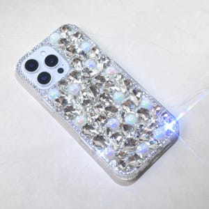 Handmade White Rhinestone Bling Phone Case: iPhone, Galaxy