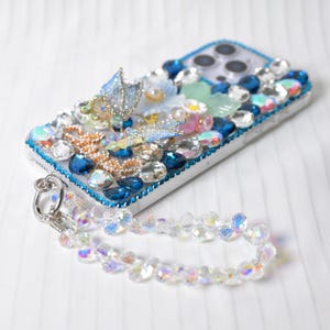 Blue Aurora Borealis Butterfly Crystal Phone Case: iPhone 16/17 Pro Max, Galaxy
