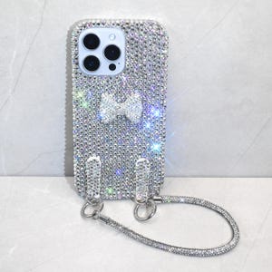 Handmade Rhinestone Bow Phone Case: iPhone 16/17 Pro Max, Galaxy