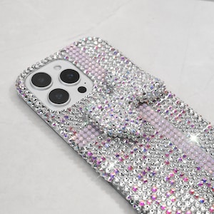 Handmade Rhinestone Bow Phone Case: iPhone 16/17 Pro Max, Galaxy