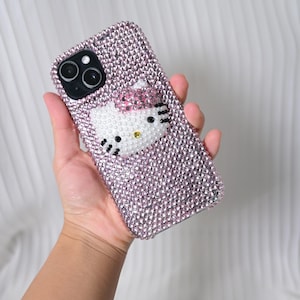 Handmade Pink Kitty Crystal Phone Case: iPhone, Galaxy