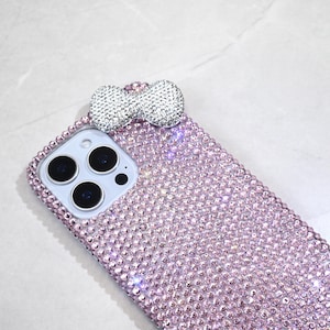 Handmade Rhinestone Bow Phone Case: iPhone 16/17 Pro Max, Galaxy