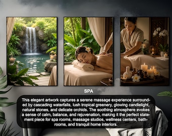 Luxury Spa Wall Art Printable | Zen Massage Therapy Decor | Relaxing Waterfall Wellness Artwork | Spa Treatment Room Wall Print