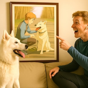 Custom Anime Style Pet Portrait From Your Photos - Personalized Dog Manga Drawing Animal Gift - Digital Download