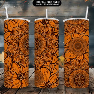 Orange Cuss Word Mandala | Swear Word Tumbler Design | 20 oz Hidden Cuss Words Mandala | Hidden Cuss Words Mandala Design Wrap Sublimation