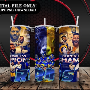 Rams 20oz magere beker wrap png, sport mascotte beker naadloos ontwerp, 20oz sublimatie beker digitale downloadsjabloon