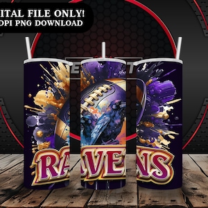 RAVENS 20 oz skinny gobelet Wrap PNG, conception sans couture de gobelet mascotte sport, modèle de téléchargement numérique gobelet sublimation 20 oz, sans couture