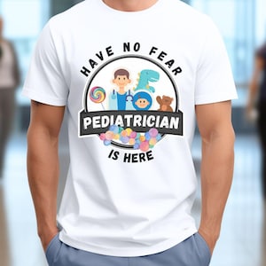 Pediatrician male doctor t-shirt, med school graduation present, kids doctor, gift for doctor, gift for him, birthday present, scrubs