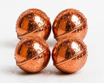 Handmade Pure Copper Massage Ball Set | 4 Copper Therapy Spheres with Travel Pouch