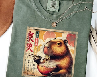 Capybara Ramen Shirt Comfort Colors, Funny Capybara Sweatshirt, Japanese Style Capybara Shirt, Cute Animal Ramen Tee, Capybara Lover Gift