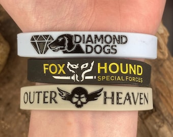 Metal Gear Solid Bracelets | Silicone Wristband | Foxhound Outer Heaven Big Boss Diamond Dogs Inspired