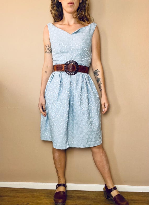 Light Blue Brocade Dress From the 60s Etsy Canada
