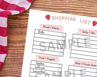 Colorful Fruit Theme Digital Shopping List, Printable Shopping List