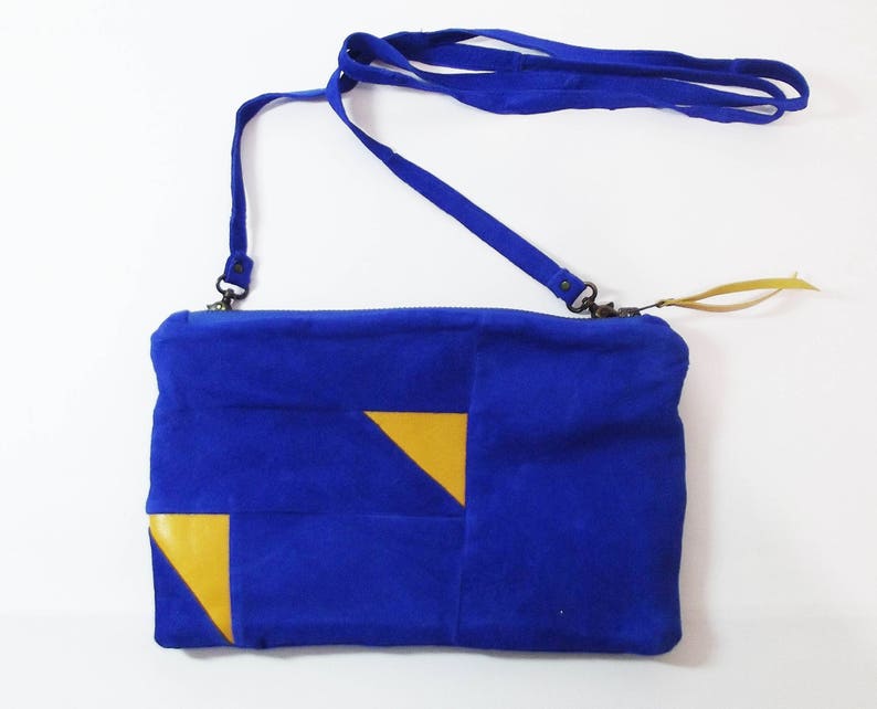 royal blue suede handbag