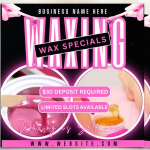 Wax Flyer, Wax Booking Flyer, Body Wax Booking Flyer, Spa Wax Flyer, Body spa, Waxing flyer, Wax Book Now Flyer, Wax Books Open Flyer