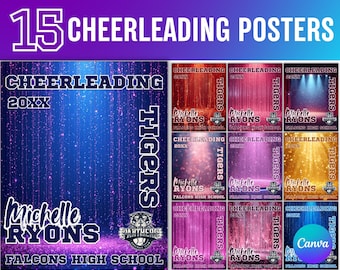 Cheerleading Canva Editable Template, Sports Photography Templates, Senior Sports Design, Cheer & Dance Banner, Senior Night Banners