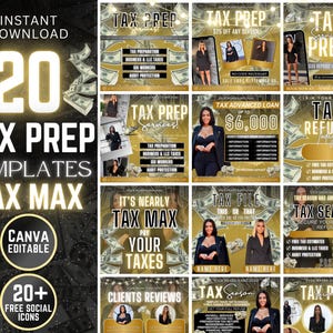 Tax Flyer, Tax Flyer for 2025, Tax Prep Flyer, Tax Preparation Flyer, Tax Season, Tax Prep Season Flyer, Tax Instagram Template, Canva