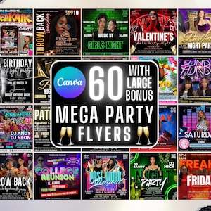 Ultimatives Bundle Party Flyer Bundle, bearbeitbarer Kickback Club Flyer, Club DJ Party einladen, Event Flyer, Social Media Flyer, Canva Template,mega