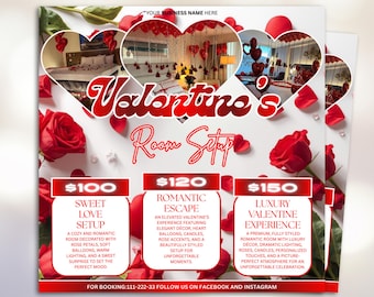 Valentine's Booking Flyer – Red Salon Template, Instagram Post (Digital Download)