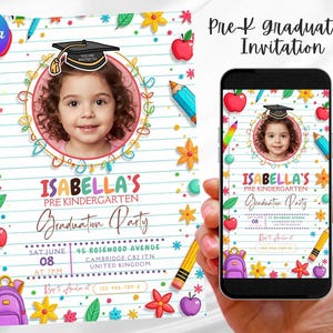 Faire-part de remise des diplômes préscolaire, invitation à la cérémonie de remise des diplômes préscolaire, invitation à une photo de fête de remise des diplômes de maternelle 2025