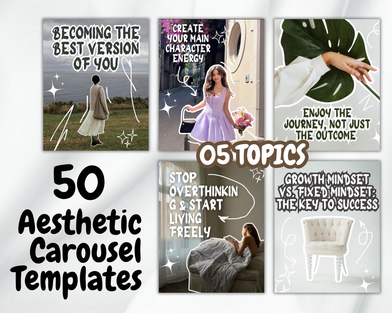 Aesthetic Carousel Templates Instagram for Digital Product Seller PLR ...