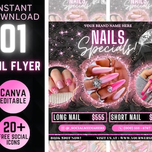 Folheto de ofertas de unhas, Folheto especial de unhas, Folheto de venda de tecnologia de unhas, Folheto de venda de flash de unhas, Folheto de reserva de unhas, Folheto de promoção de unhas Compromissos de unhas