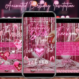 Galentine's Girls Night Invitation,Valentine's party invitation,pink galentine's party digital template,instant download diy,funny,editable