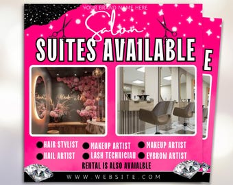 Salon Suites Available Flyer, DIY Flyer Template Design, Salon Suites For Rent Flyer, Salon Appointment Flyer, Premade Beauty Business Flyer