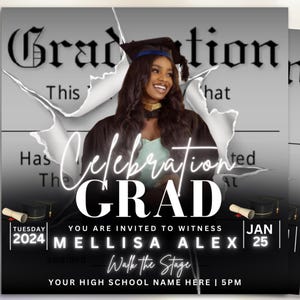Graduate Flyer, Graduation Party Flyer, Graduation Invitation, College Decision, Class of 2025 Flyer, Senior Grad Announce, Canva Editable