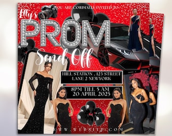 Prom Send Off Flyer, DIY Prom Queen Flyer, Prom Send Off Event, Prom Invitation Flyer, Prom Flyer, Prom Party Invite, Prom, Canva Editable