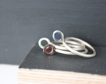 Anello minimale in argento, pendente